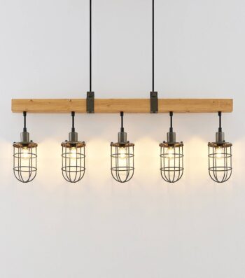 Lindby Serima závesná lampa drevená s 5 tienidlami