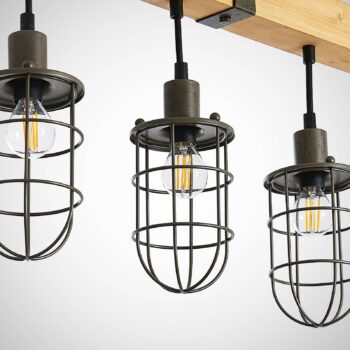 Lindby Serima závesná lampa drevená s 5 tienidlami