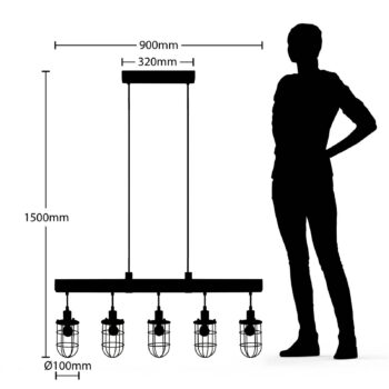 Lindby Serima závesná lampa drevená s 5 tienidlami