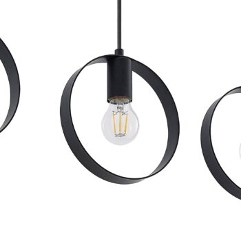 Lindby Shaima závesná lampa, čierna, štyri kruhy