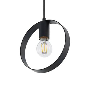 Lindby Shaima závesná lampa, čierna, tri kruhy