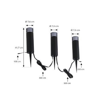 Lindby Smart LED podstavcové svetlo Kaelo, CCT, RGB, Tuya, 3 jednotky