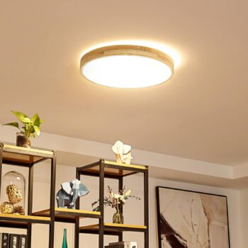 Lindby Smart LED stropné svietidlo Innes wood Ø51cm RGB CCT Tuya