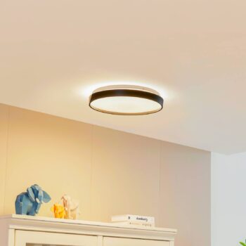 Lindby Smart LED stropné svietidlo Mirren čierny kov CCT Tuya