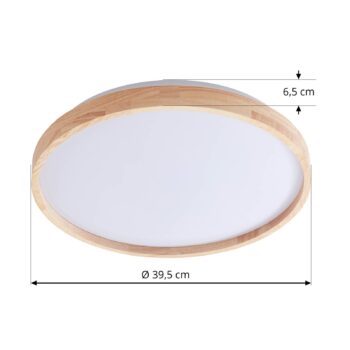 Lindby Smart LED stropné svietidlo Mirren wood Ø39,5cm CCT Tuya