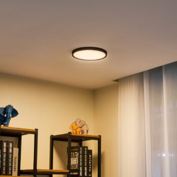 Lindby Smart LED stropné svietidlo Pravin, Ø 23 cm, CCT, čierna