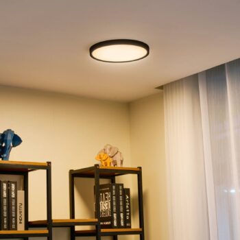Lindby Smart LED stropné svietidlo Pravin, Ø 30 cm, CCT, čierna
