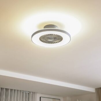 Lindby Smart LED stropný ventilátor Paavo, strieborný, tichý, Tuya