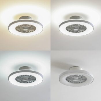 Lindby Smart LED stropný ventilátor Paavo, strieborný, tichý, Tuya