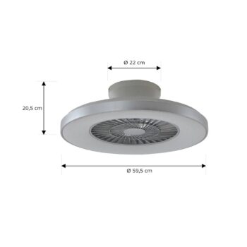 Lindby Smart LED stropný ventilátor Paavo, strieborný, tichý, Tuya