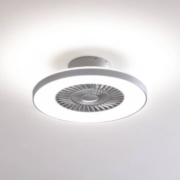 Lindby Smart LED stropný ventilátor Paavo, strieborný, tichý, Tuya