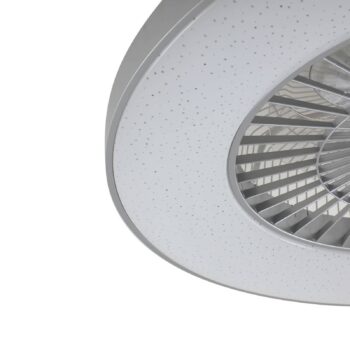 Lindby Smart LED stropný ventilátor Paavo, strieborný, tichý, Tuya