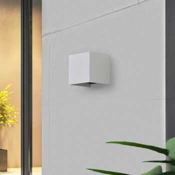 Lindby Smart LED vonkajšie nástenné svietidlo Dara, 10 cm, biela, CCT Tuya