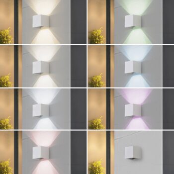 Lindby Smart LED vonkajšie nástenné svietidlo Dara, 10 cm, biela, CCT Tuya