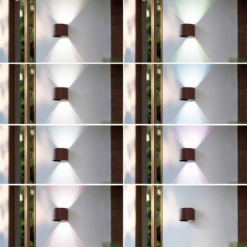 Lindby Smart LED vonkajšie nástenné svietidlo Dara rust round CCT RGB Tuya