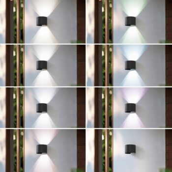 Lindby Smart LED vonkajšie nástenné svietidlo Dara sivé okrúhle CCT RGB