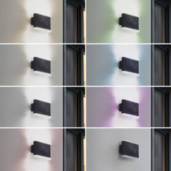 Lindby Smart LED vonkajšie nástenné svietidlo Elvi, CCT, RGB, Tuya, IP54