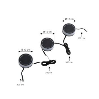 Lindby Smart LED zemné svetlo Kyren, CCT, RGB, Tuya, 3 jednotky