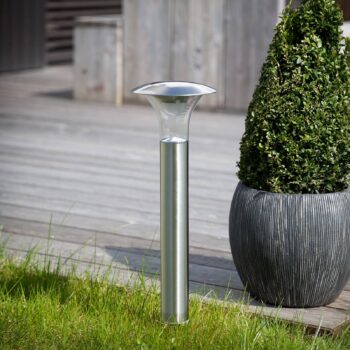 Lindby Solárne LED svietidlo na zem Jolin, 66 cm, nerezová oceľ