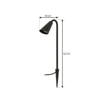 Lindby Sorvete zemné svetlo s hrotom, čierne, kov, výška 62 cm