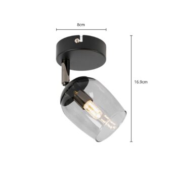 Lindby Spot Katjana, 1-lampa, výška 16,9 cm, dymové sklo