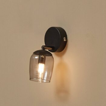 Lindby Spot Katjana, 1-lampa, výška 16,9 cm, dymové sklo