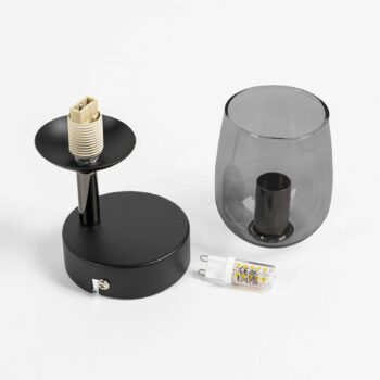 Lindby Spot Katjana, 1-lampa, výška 16,9 cm, dymové sklo