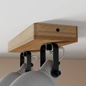 Lindby Spot Mitis, 30 cm, 2 svetlá, sivá, drevo, betón, GU10