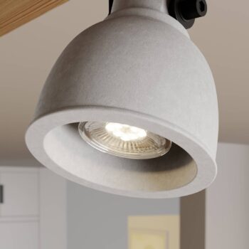 Lindby Spot Mitis, 70 cm, 4 svetlá, sivá, drevo, betón, GU10