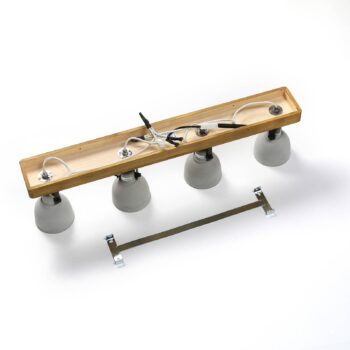 Lindby Spot Mitis, 70 cm, 4 svetlá, sivá, drevo, betón, GU10