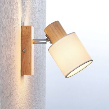 Lindby Spot Wanessa, drevo, biela, E14, 14 cm, nastaviteľný