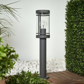 Lindby Stojaca lampa Djori, 50 cm, antracitová, nerezová oceľ, E27