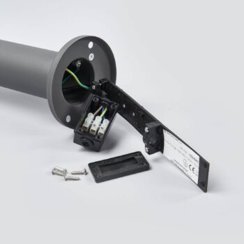 Lindby Stojaca lampa Djori, 50 cm, antracitová, nerezová oceľ, E27