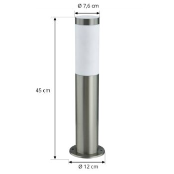 Lindby Stojaca lampa Statius, sivá, nerezová oceľ, senzor, 45 cm
