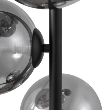 Lindby Stojacia lampa Orbelia, čierna, 5-pl., sklo