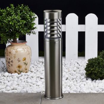 Lindby Stojacie svietidlo Enja, 50 cm, nerezová oceľ, IP44, E27