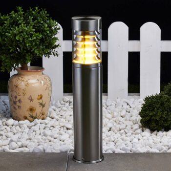 Lindby Stojacie svietidlo Enja, 50 cm, nerezová oceľ, IP44, E27