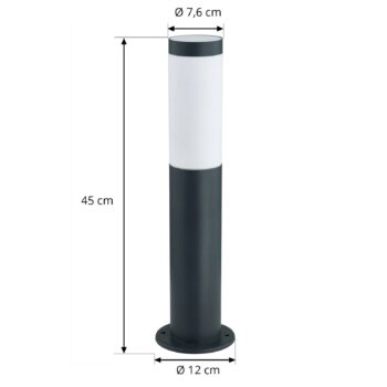 Lindby Stojacie svietidlo Statius, výška 45 cm, antracitová, nerezová oceľ