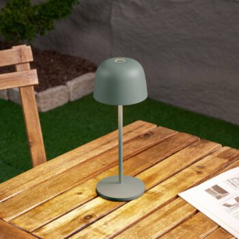 Lindby Stolová LED lampa Arietty, zelená, stmievateľná, IP65