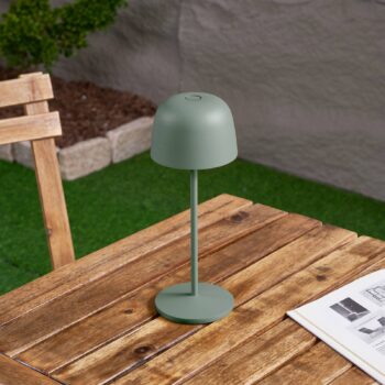 Lindby Stolová LED lampa Arietty, zelená, stmievateľná, IP65