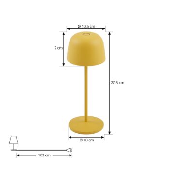 Lindby Stolová LED lampa Arietty, žltá, stmievateľná, IP65