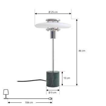 Lindby Stolová lampa Branford, retro, biela/zelená opálové sklo/mramor