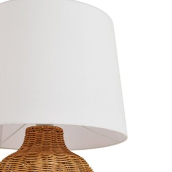 Lindby Stolová lampa Lirenda, výška 52 cm, ratan, prírodná/biela