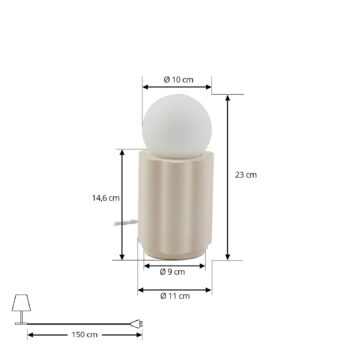 Lindby Stolová lampa Nielson, béžová, výška tienidla 8,5 cm, sadra
