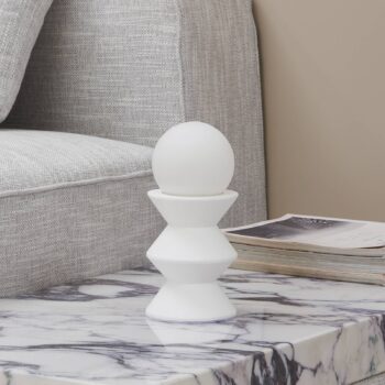 Lindby Stolová lampa Nielson, biela, výška tienidla 9 cm, sadra