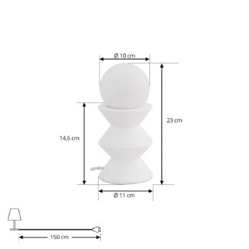 Lindby Stolová lampa Nielson, biela, výška tienidla 9 cm, sadra