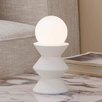 Lindby Stolová lampa Nielson, biela, výška tienidla 9 cm, sadra