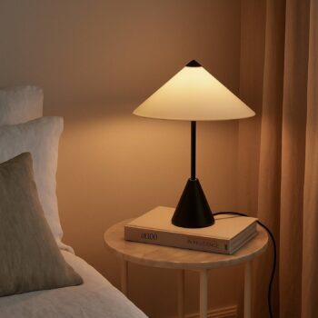 Lindby Stolová lampa Norvik, výška 35 cm, čierna/sivá, kov