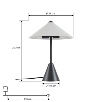 Lindby Stolová lampa Norvik, výška 35 cm, čierna/sivá, kov