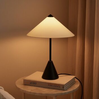 Lindby Stolová lampa Norvik, výška 35 cm, čierna/sivá, kov